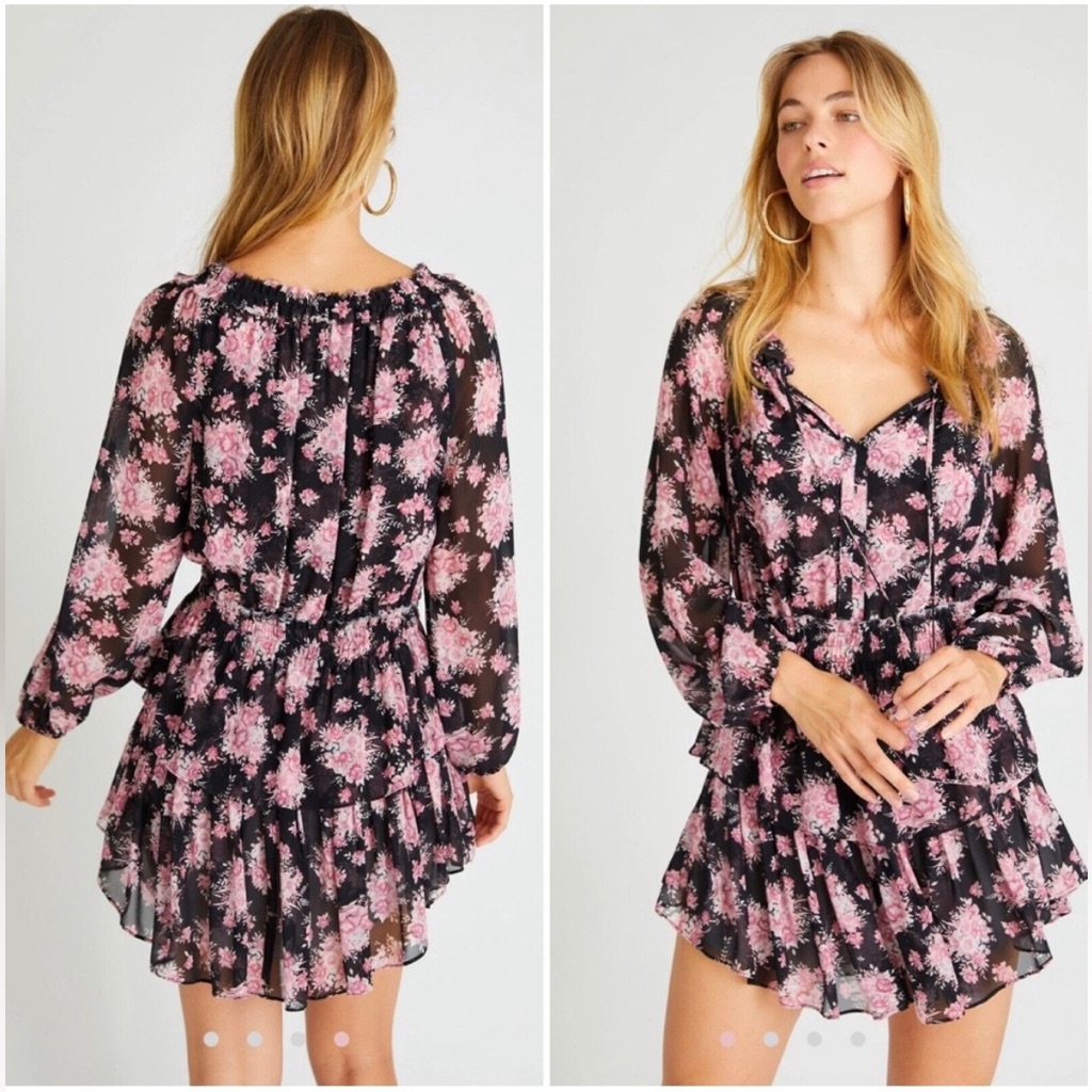 Loveshackfancy Popover Mini Dress In The Raven Print Size S